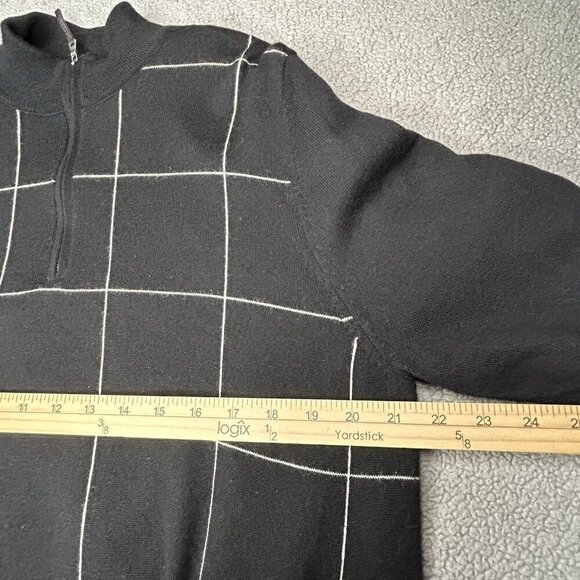 Fairway & Greene 1/4 Zip Merino Wool Mens Medium Zurich Black White Grid Golf - Picture 8 of 14